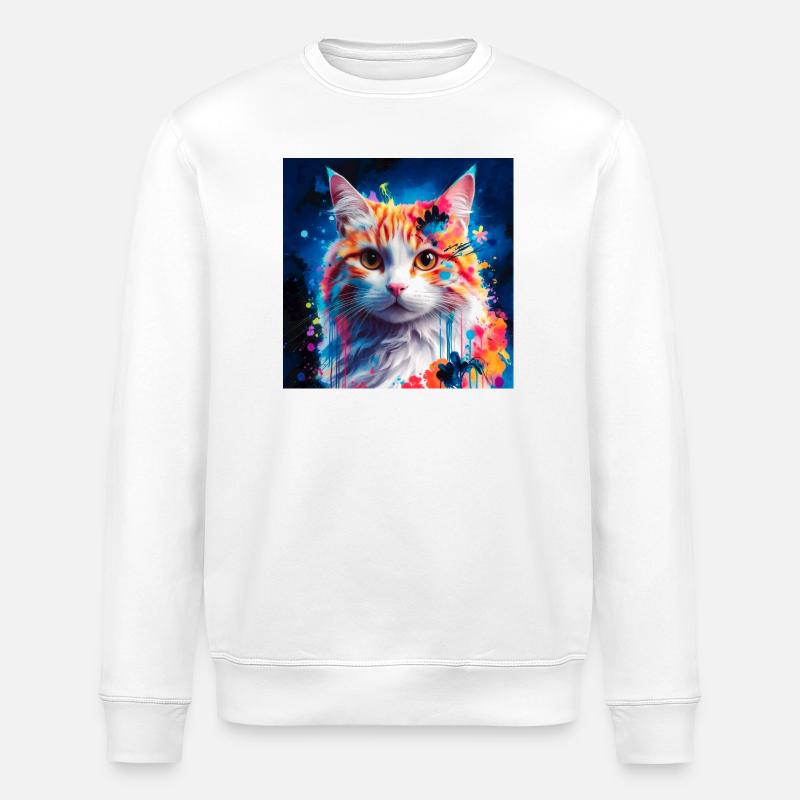 Chat astucieux - Sweat bio ROLLER Stanley/Stella Unisexe - blanc