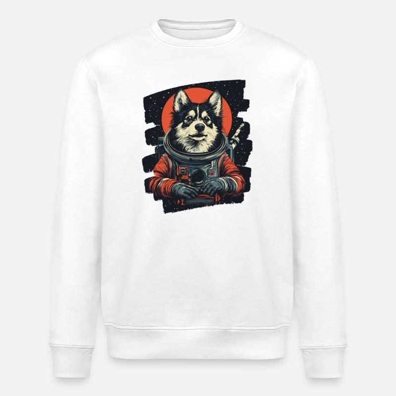Husky Astronaut - Stanley/Stella Unisex Bio-Sweatshirt ROLLER - Weiß