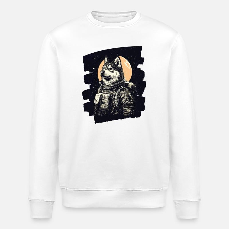 Husky Astronaut - Stanley/Stella Unisex Bio-Sweatshirt ROLLER - Weiß