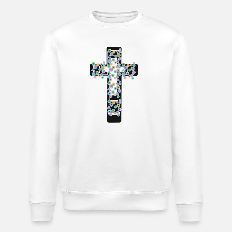 Croix Fleurs Croix Crucifix - Sweat bio ROLLER Stanley/Stella Unisexe - blanc
