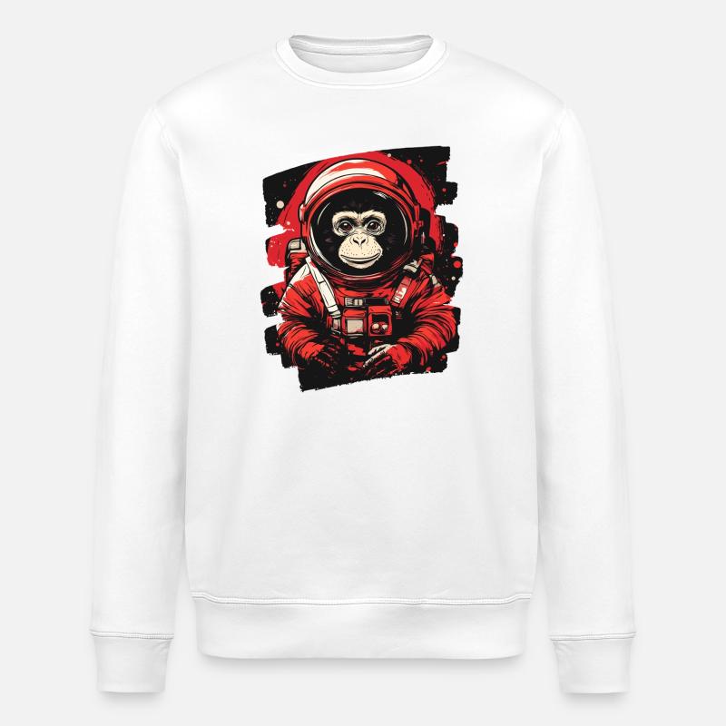 Monkey Astronaut - Stanley/Stella ROLLER Unisex Organic Sweatshirt - white