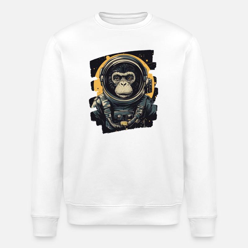 Affe Astronaut - Stanley/Stella Unisex Bio-Sweatshirt ROLLER - Weiß