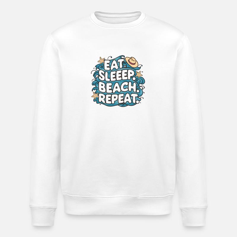 Manger dormir plage répéter - Sweat bio ROLLER Stanley/Stella Unisexe - blanc