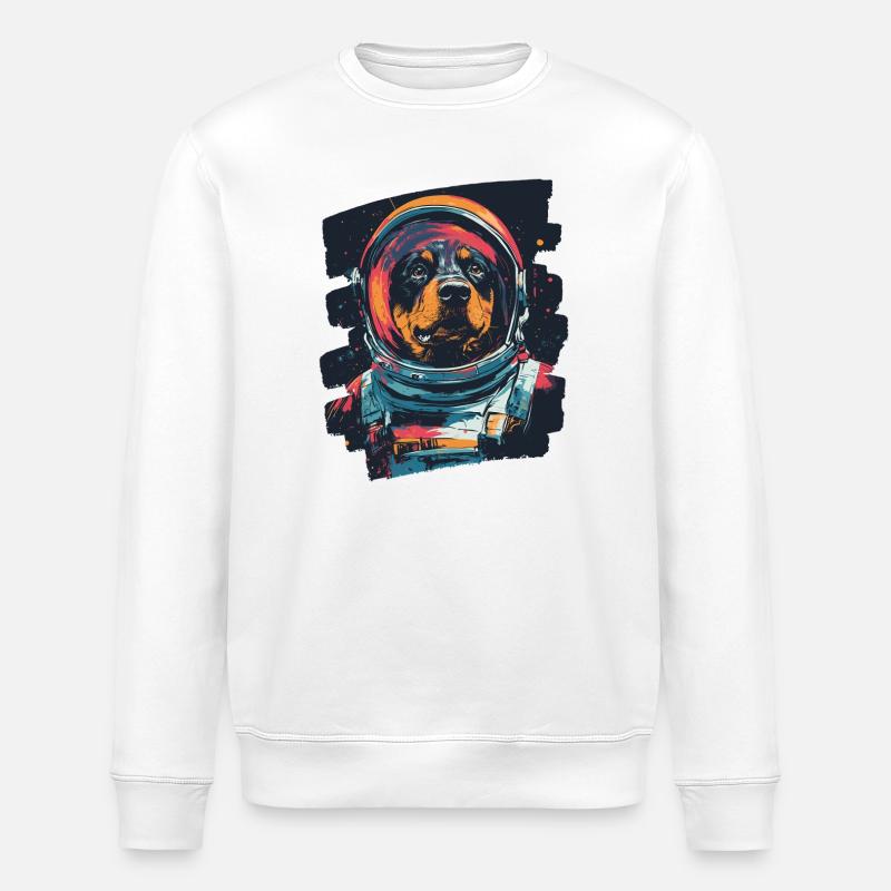 Rottweiler Astronaut - Stanley/Stella Unisex Bio-Sweatshirt ROLLER - Weiß