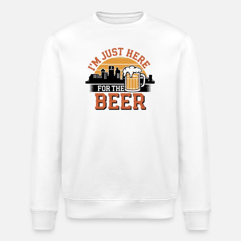 Just Here For The Beer - Stanley/Stella ROLLER Unisex Organic Sweatshirt - white