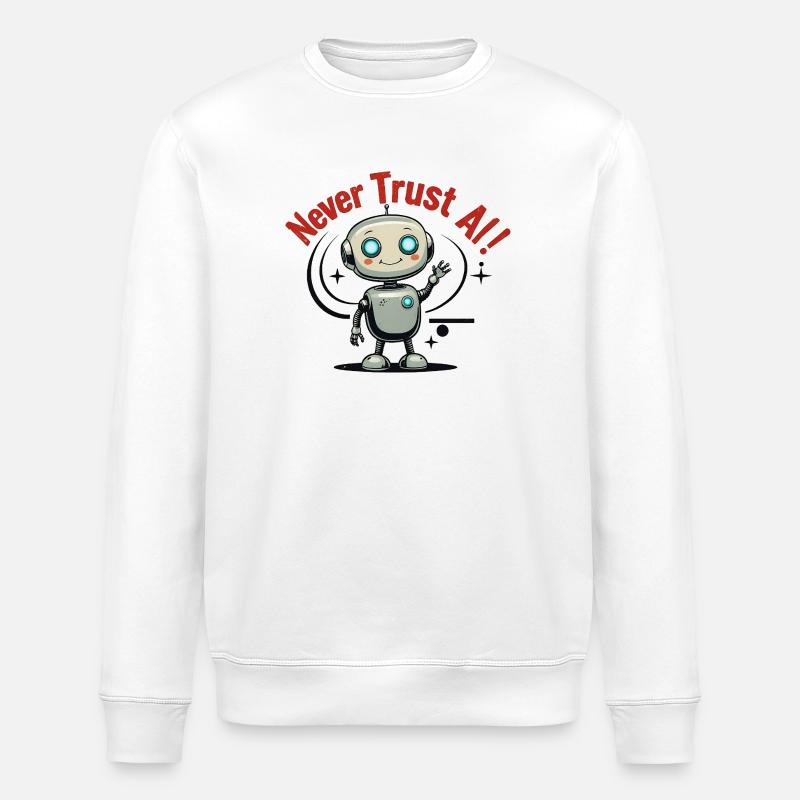 Never Trust AI - Stanley/Stella ROLLER Unisex Organic Sweatshirt - white