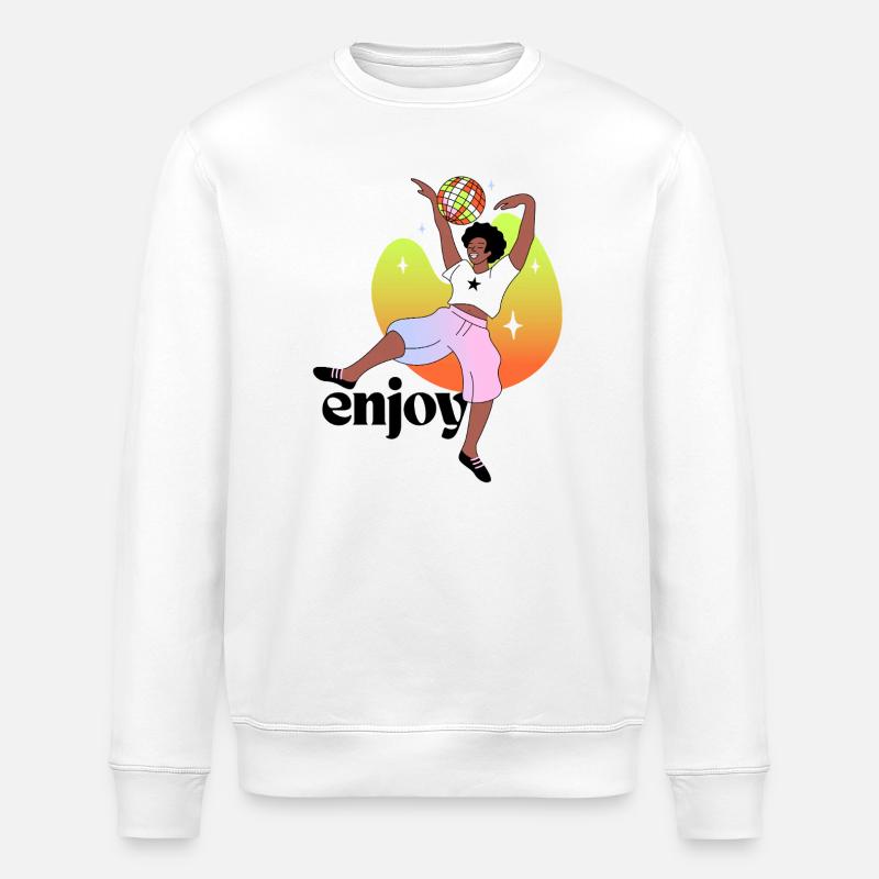 Joyful Disco Dancing Illustration - Stanley/Stella ROLLER Unisex Organic Sweatshirt - white