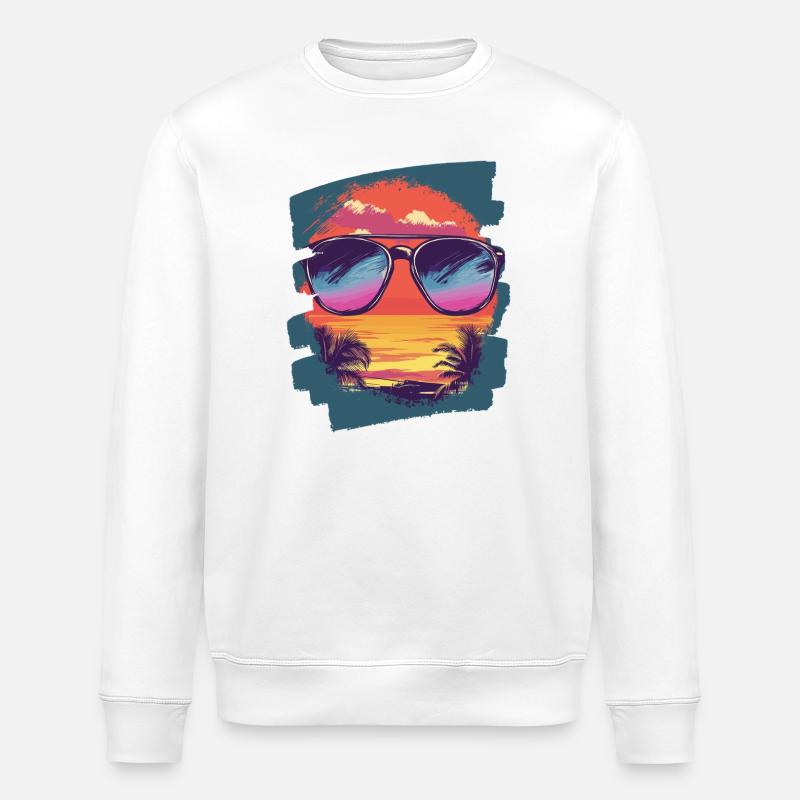 Lunettes de soleil Palmiers d’été - Sweat bio ROLLER Stanley/Stella Unisexe - blanc