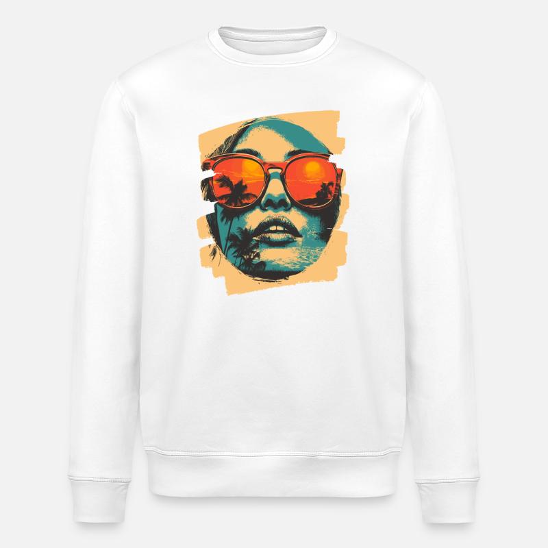 Lunettes de soleil Palmiers d’été - Sweat bio ROLLER Stanley/Stella Unisexe - blanc