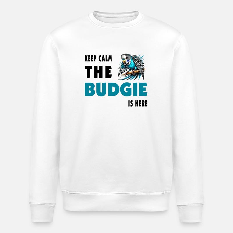 Budgie Design - Stanley/Stella ROLLER Unisex Organic Sweatshirt - white