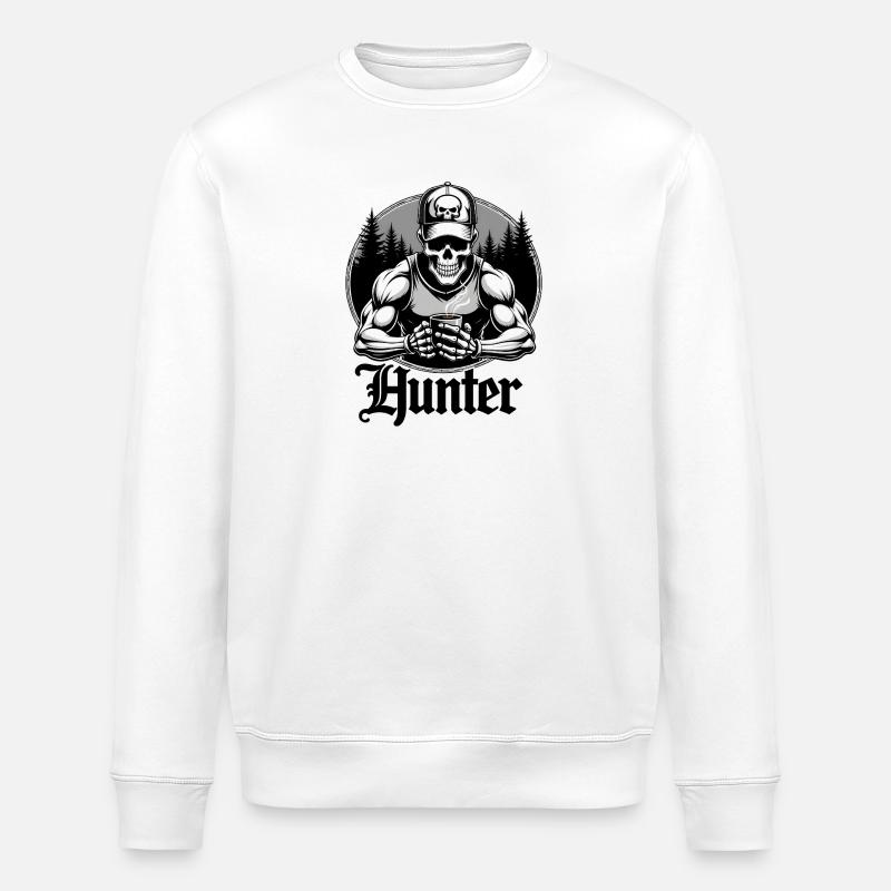 Skullyjack Design "Gothic Hunter" - Stanley/Stella ROLLER Unisex Organic Sweatshirt - white