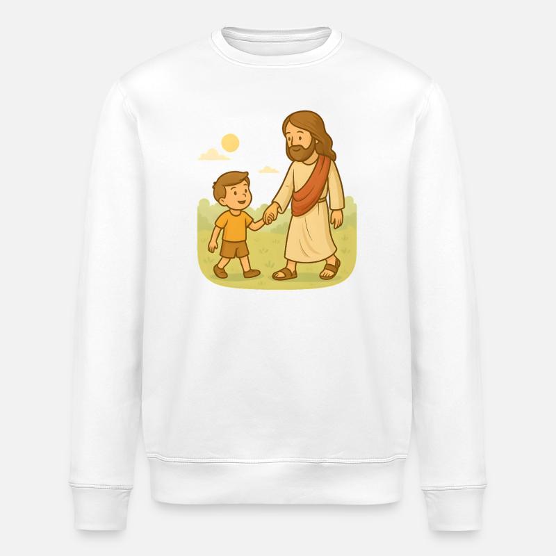 Marcher avec Jésus (garçon) - Sweat bio ROLLER Stanley/Stella Unisexe - blanc
