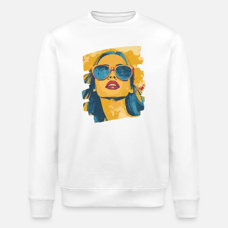 Soleil d’été Rétro - Sweat bio ROLLER Stanley/Stella Unisexe - blanc