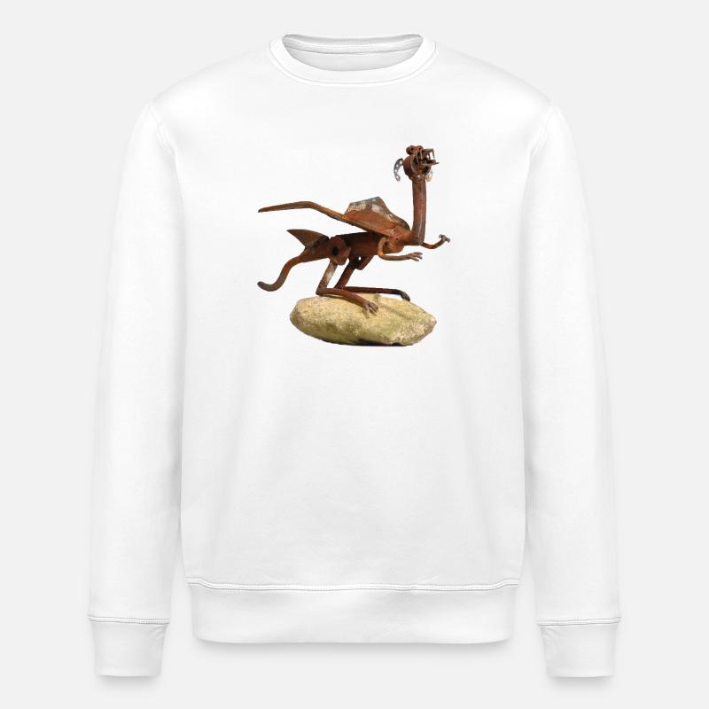 Rostiger Metall-Drachen auf Stein - Stanley/Stella Unisex Bio-Sweatshirt ROLLER - Weiß