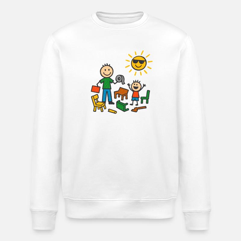 Papa baut das schon - Stanley/Stella Unisex Bio-Sweatshirt ROLLER - Weiß