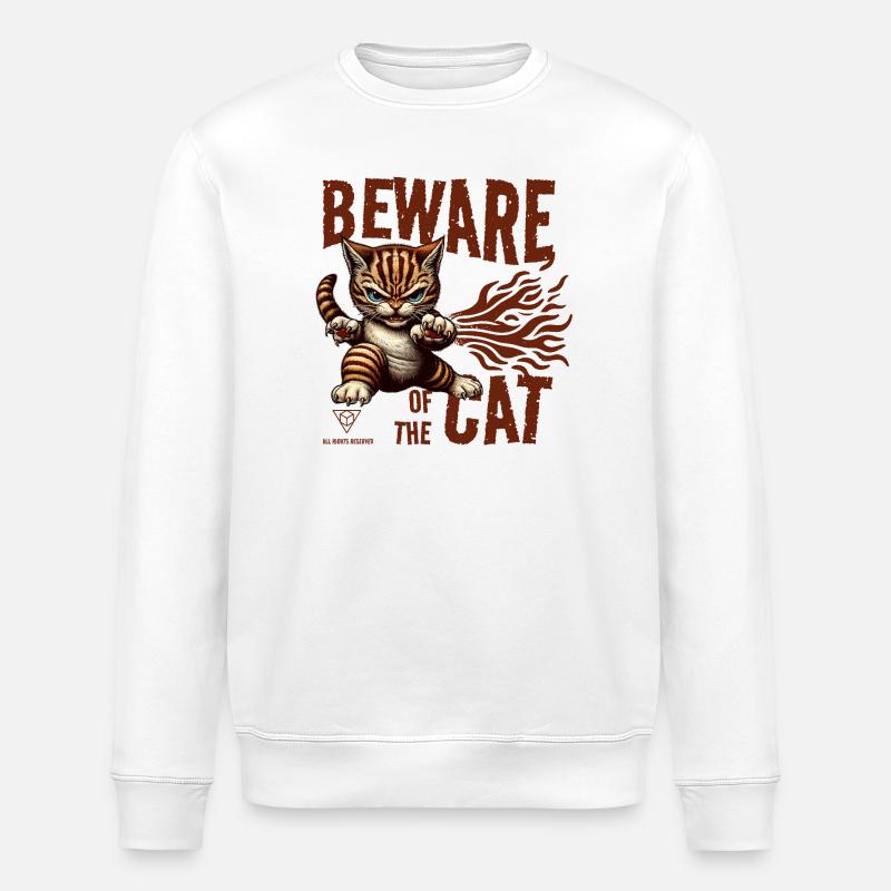 Vorsicht vor der Katze - Stanley/Stella Unisex Bio-Sweatshirt ROLLER - Weiß