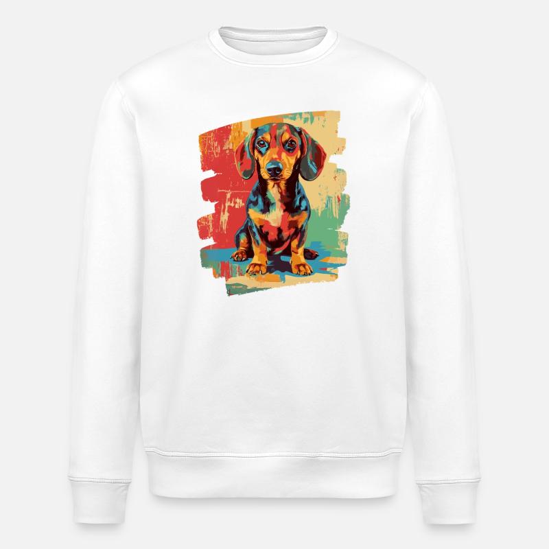 Dachshund - Stanley/Stella ROLLER Unisex Organic Sweatshirt - white