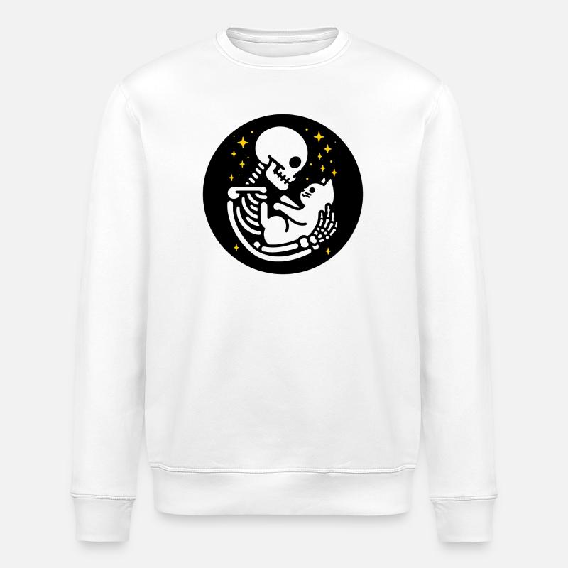 Squelette avec chat - Sweat bio ROLLER Stanley/Stella Unisexe - blanc