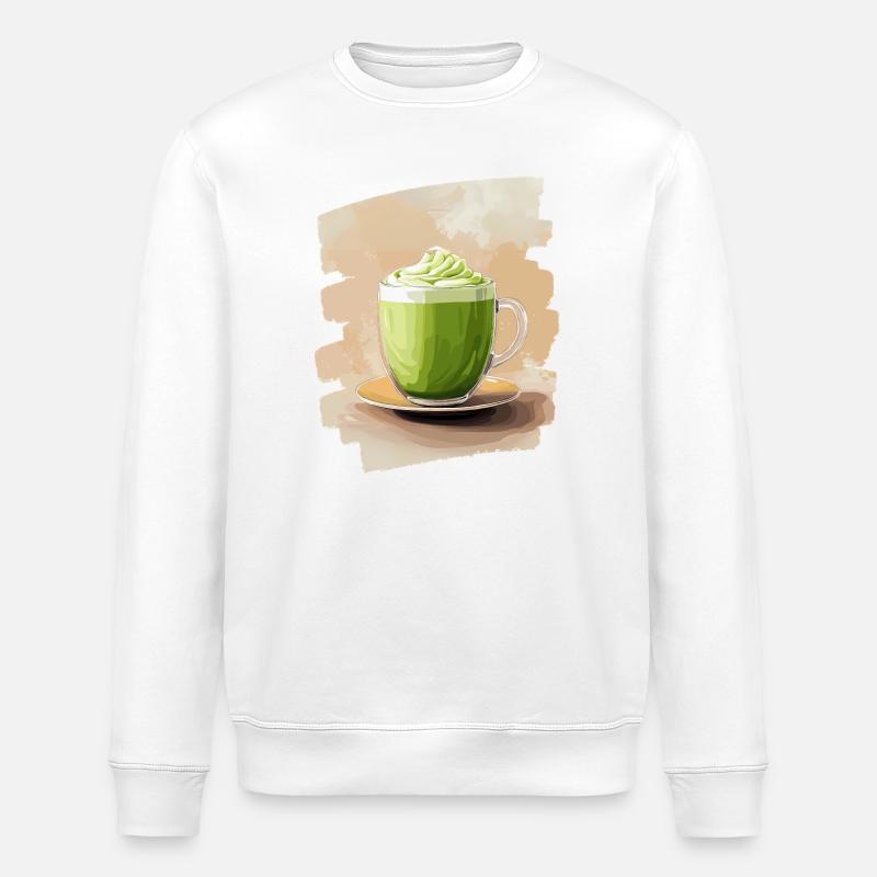 Matcha Latte Lover Green Tea - Stanley/Stella ROLLER Unisex Organic Sweatshirt - white