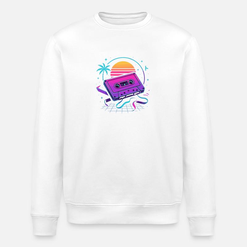 Vibrations rétro des mixtapes - Sweat bio ROLLER Stanley/Stella Unisexe - blanc