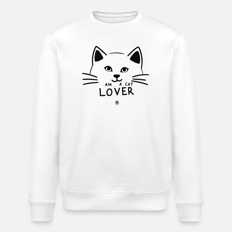 Linear Lover Cat Silhouette - Stanley/Stella ROLLER Unisex Organic Sweatshirt - white