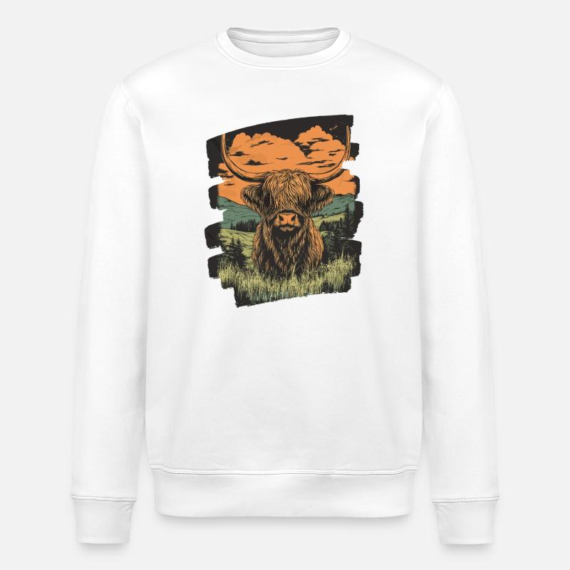 Scottish Highland cattle - Stanley/Stella ROLLER Unisex Organic Sweatshirt - white