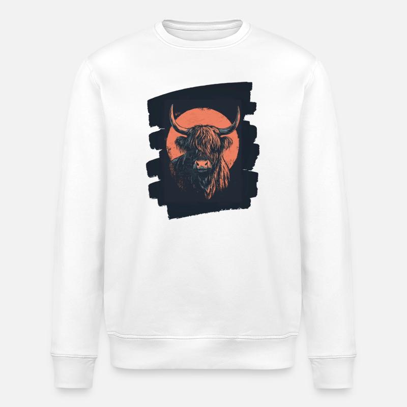 Scottish Highland cattle - Stanley/Stella ROLLER Unisex Organic Sweatshirt - white