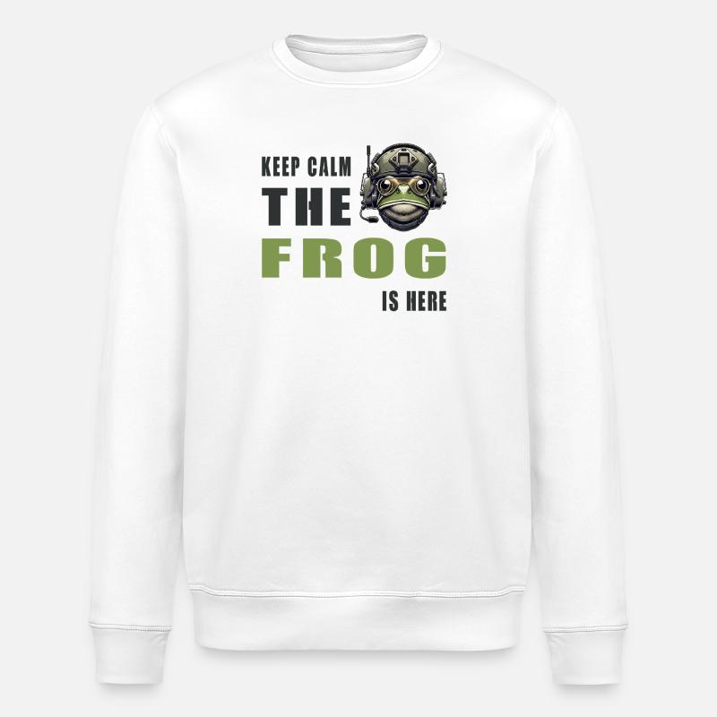 Fighting Frog – Keep Calm Style - Stanley/Stella ROLLER Unisex Organic Sweatshirt - white