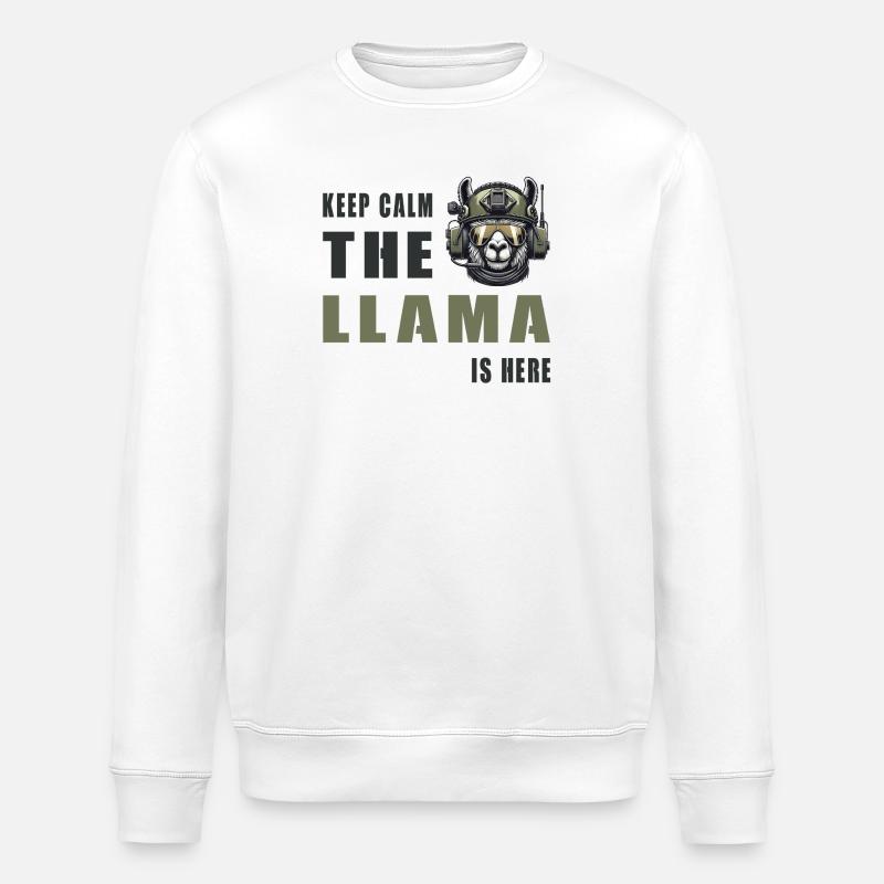 Lama tactique – Restez calme Style - Sweat bio ROLLER Stanley/Stella Unisexe - blanc