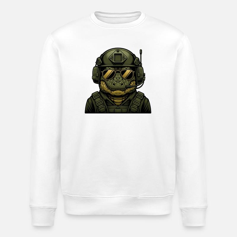 Crocodile Design Militaire - Sweat bio ROLLER Stanley/Stella Unisexe - blanc