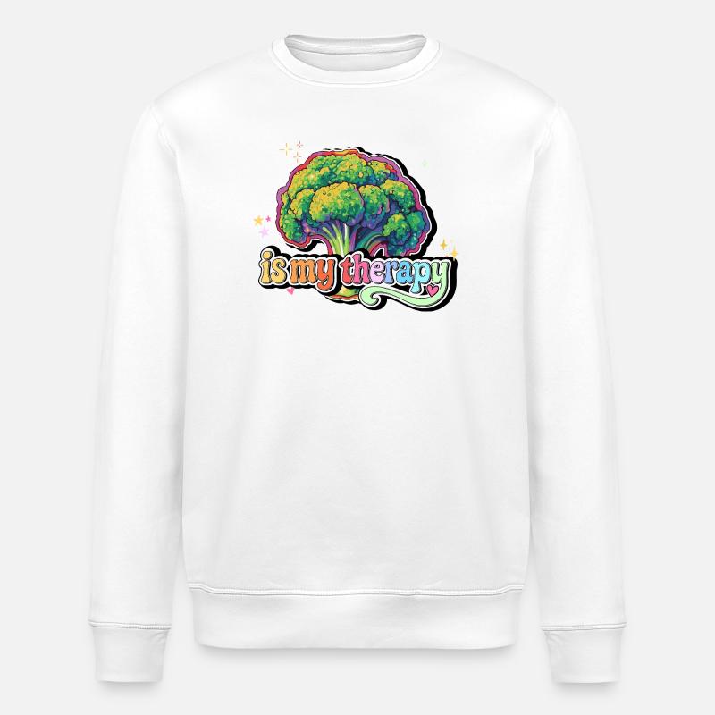 Broccoli is my therapy - Stanley/Stella ROLLER Unisex Organic Sweatshirt - white