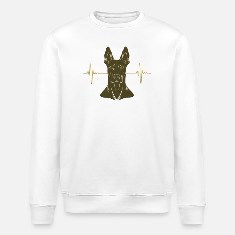 Dobermann mit Herzschlag – Gold - Stanley/Stella Unisex Bio-Sweatshirt ROLLER - Weiß