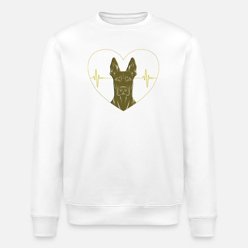 Herz Dobermann – Gold & Herzschlag - Stanley/Stella Unisex Bio-Sweatshirt ROLLER - Weiß