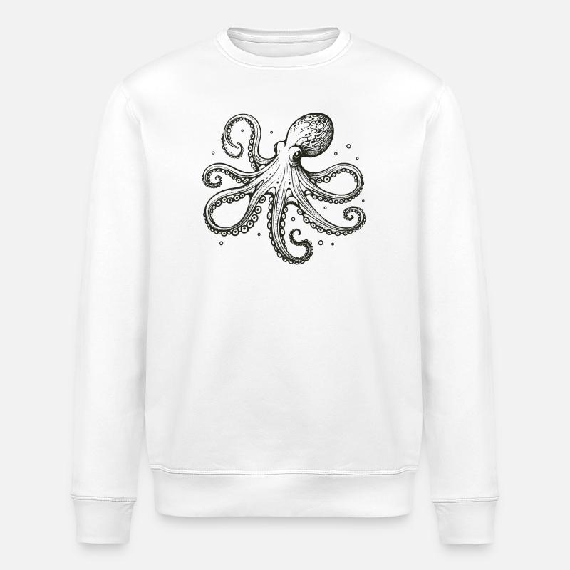Octopus - Stanley/Stella ROLLER Unisex Organic Sweatshirt - white