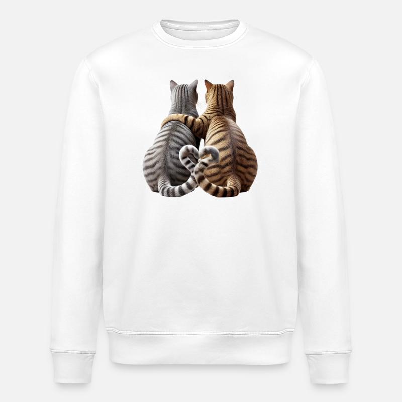 Zwei verliebte Katzen - Stanley/Stella Unisex Bio-Sweatshirt ROLLER - Weiß