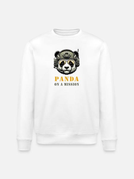 Panda in Mission / Military - Stanley/Stella ROLLER Unisex Organic Sweatshirt - white