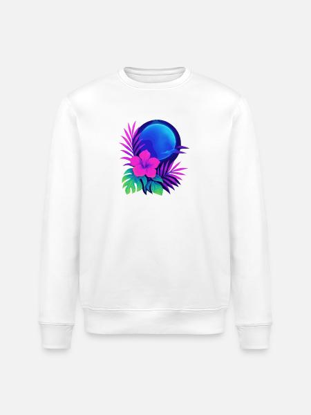 Neon Tropic Moon - Stanley/Stella ROLLER Unisex Organic Sweatshirt - white