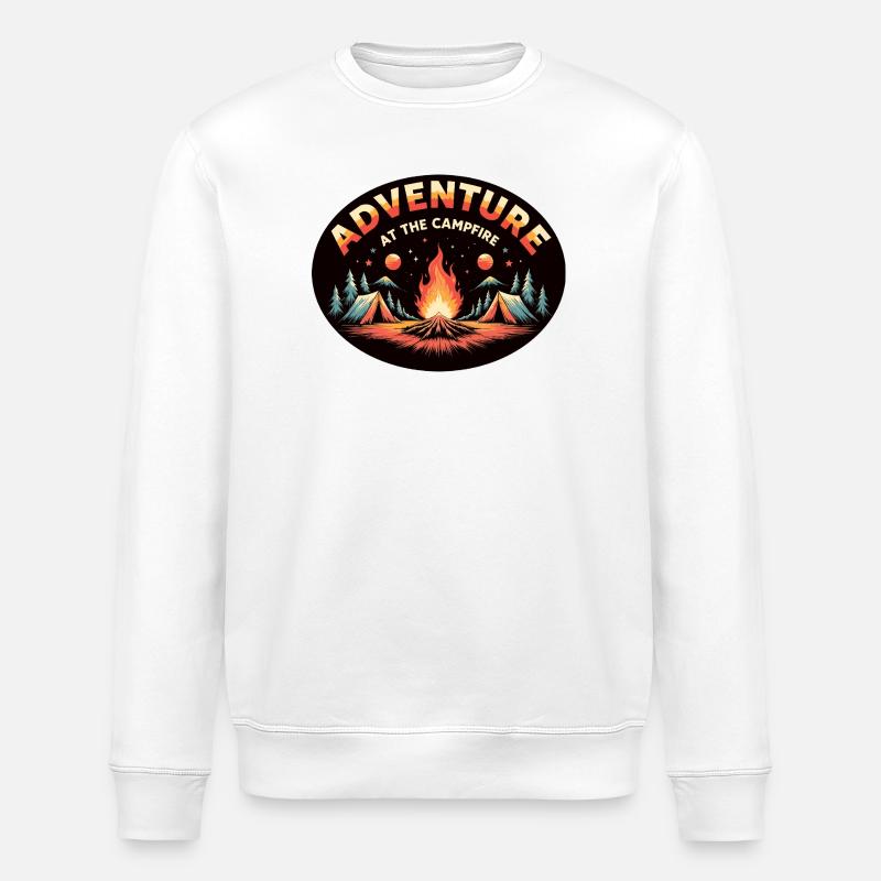 Aventure Feu de camp Rétro Camping - Sweat bio ROLLER Stanley/Stella Unisexe - blanc