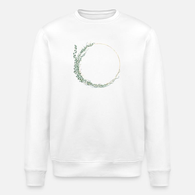 Eucalyptus wreath, personalizable - Stanley/Stella ROLLER Unisex Organic Sweatshirt - white