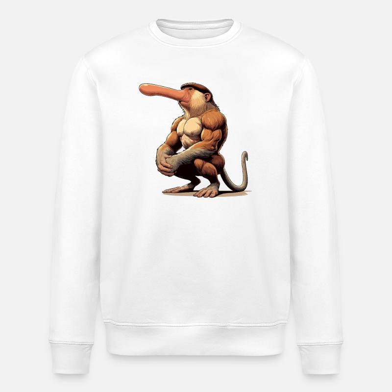 Proboscis monkey tough - Stanley/Stella ROLLER Unisex Organic Sweatshirt - white
