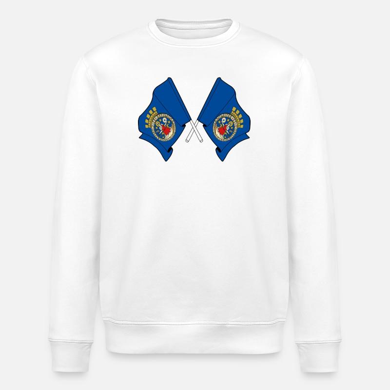 Deux drapeaux d’Oslo croisés - Sweat bio ROLLER Stanley/Stella Unisexe - blanc
