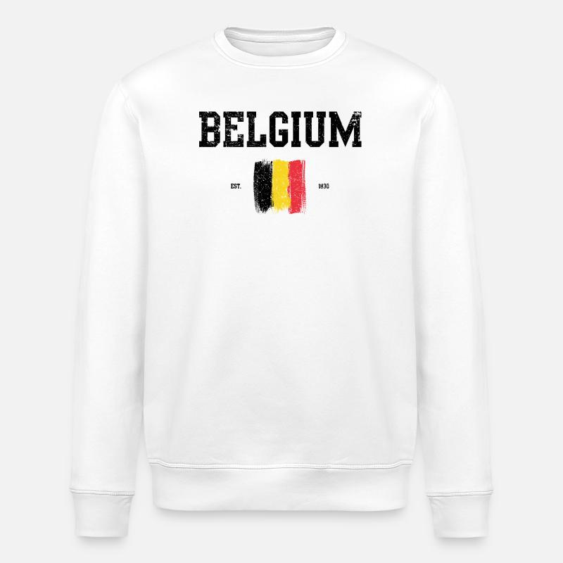 Impression d’art abstraite drapeau belge - Sweat bio ROLLER Stanley/Stella Unisexe - blanc