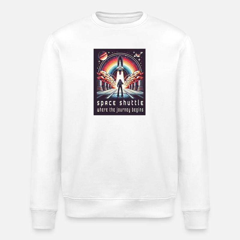 Space Shuttle - The Journey Begins - Stanley/Stella ROLLER Unisex Organic Sweatshirt - white