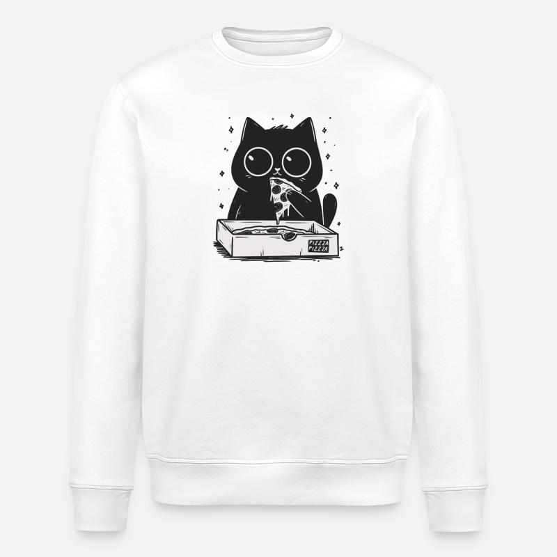 Pizza kitty - Stanley/Stella ROLLER Unisex Organic Sweatshirt - white