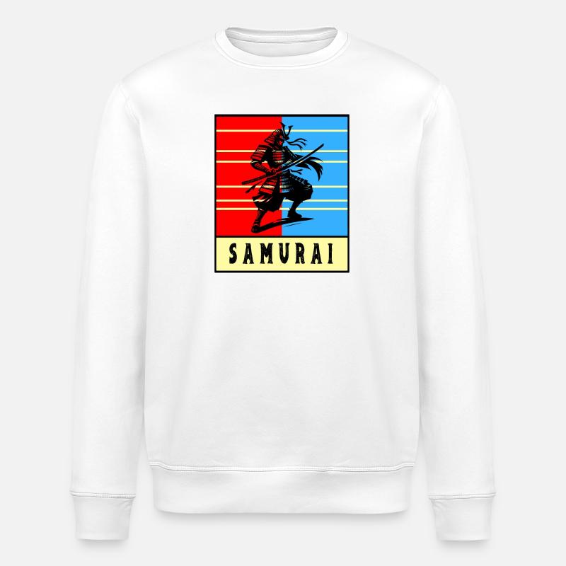 Retro Samurai Warrior - Stanley/Stella ROLLER Unisex Organic Sweatshirt - white