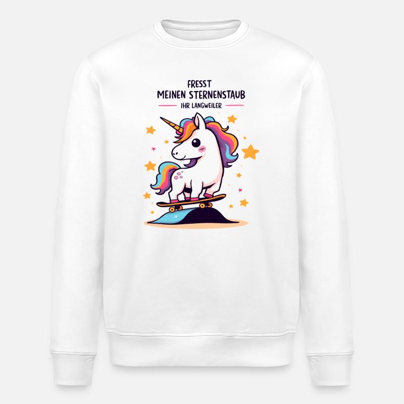 Skateboard Unicorn - Stanley/Stella ROLLER Unisex Organic Sweatshirt - white