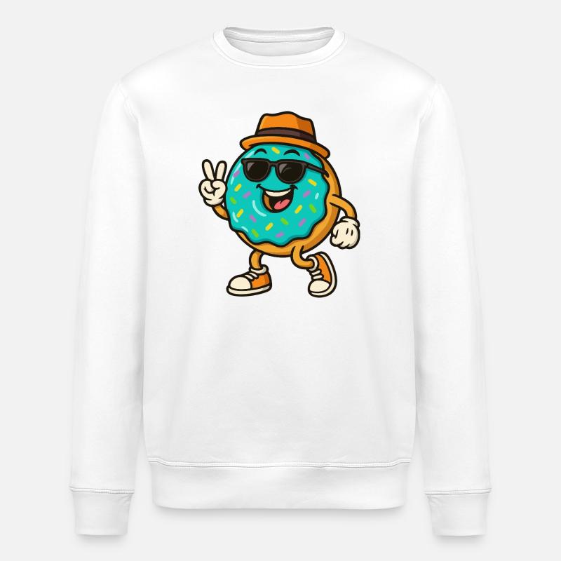 Lächelnder Donut - Stanley/Stella Unisex Bio-Sweatshirt ROLLER - Weiß