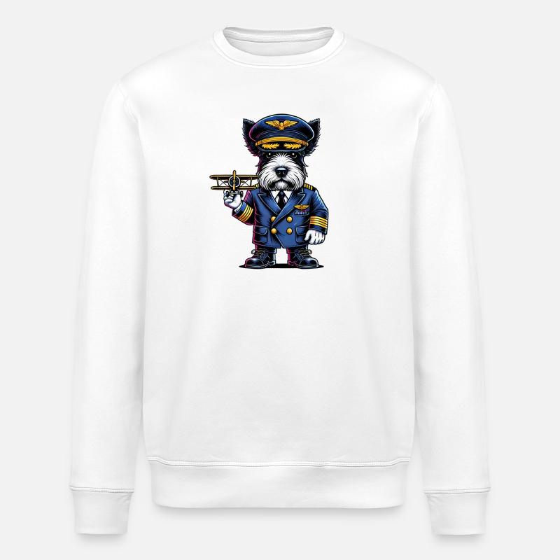 Scottish Terrier Pilot - Stanley/Stella ROLLER Unisex Organic Sweatshirt - white