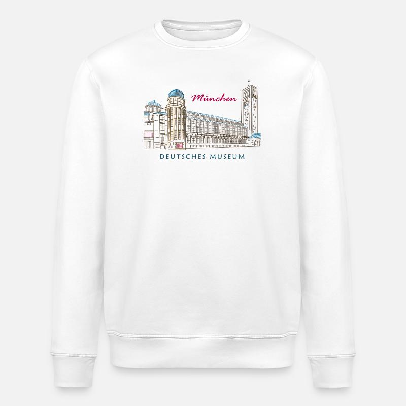 Munich Deutsches Museum Hand Drawing - Stanley/Stella ROLLER Unisex Organic Sweatshirt - white