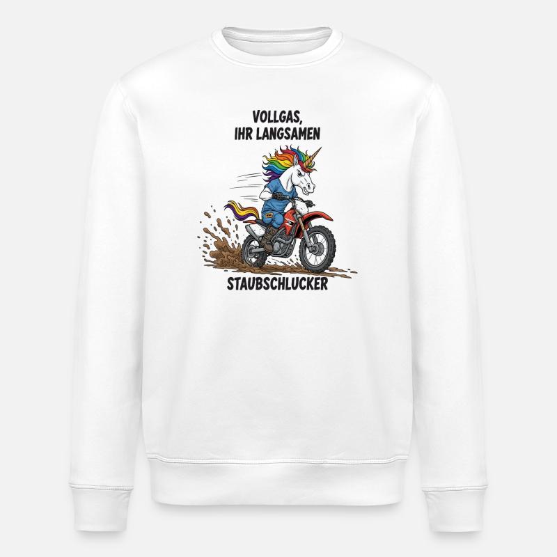 Einhorn-Motocross - Stanley/Stella Unisex Bio-Sweatshirt ROLLER - Weiß